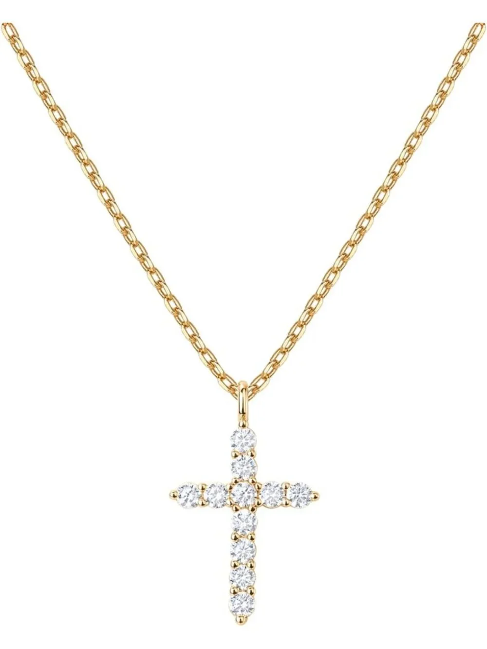 14K Gold Plated Cubic Zirconia Cross Necklace | Faith Pendant Jewelry for Women